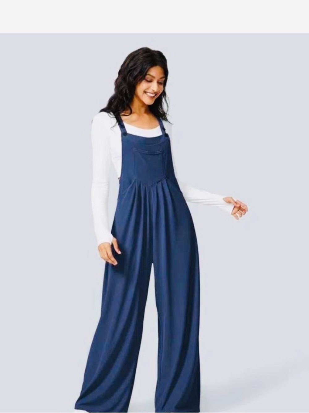 Halara Blue Wide-Leg Jumpsuit with Adjustable Straps - Picture 1 of 12